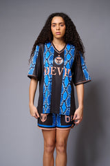 Devil (with logo) Blue & Black Snake Print Co-ord Set for Women - Go Devil