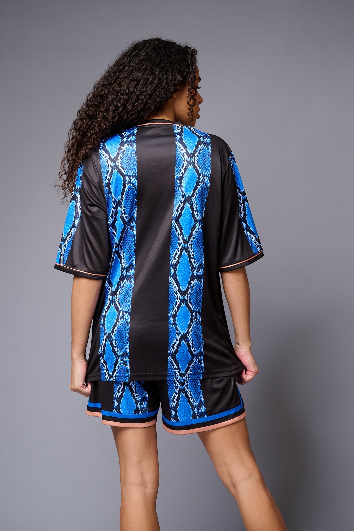 Devil (with logo) Blue & Black Snake Print Co-ord Set for Women - Go Devil