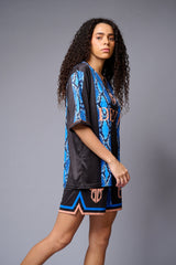 Devil (with logo) Blue & Black Snake Print Co-ord Set for Women - Go Devil