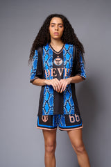 Devil (with logo) Blue & Black Snake Print Co-ord Set for Women - Go Devil
