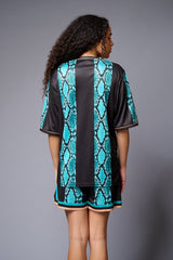 Devil (with logo) Green & Black Snake Print Co-ord Set for Women - Go Devil