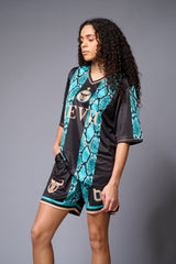 Devil (with logo) Green & Black Snake Print Co-ord Set for Women - Go Devil