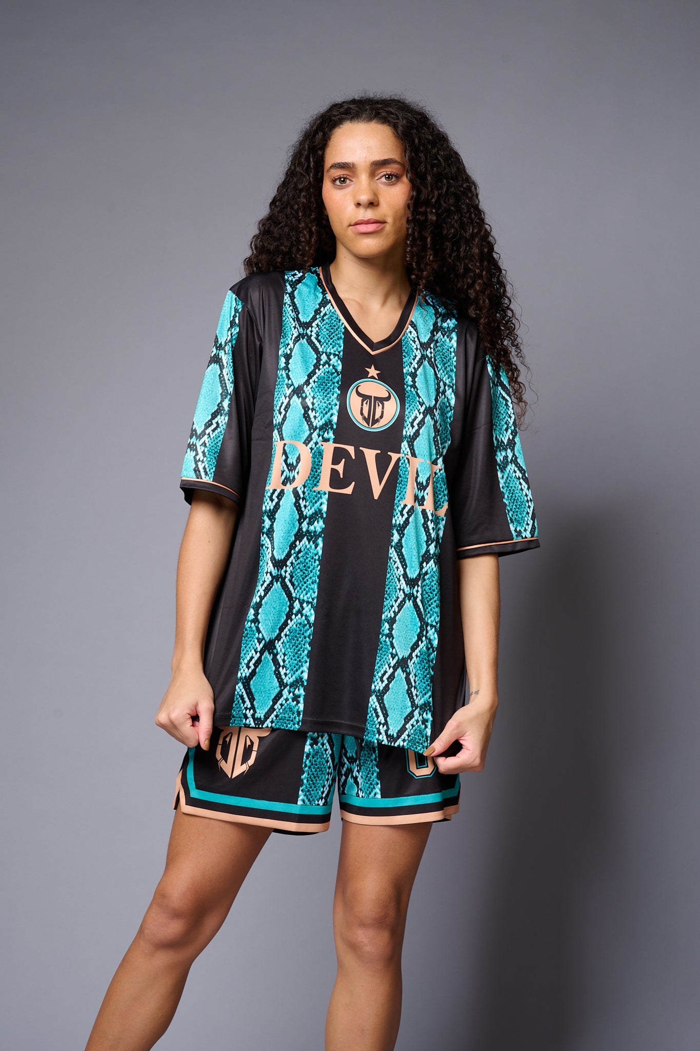 Devil (with logo) Green & Black Snake Print Co-ord Set for Women - Go Devil