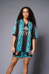 Devil (with logo) Green & Black Snake Print Co-ord Set for Women - Go Devil