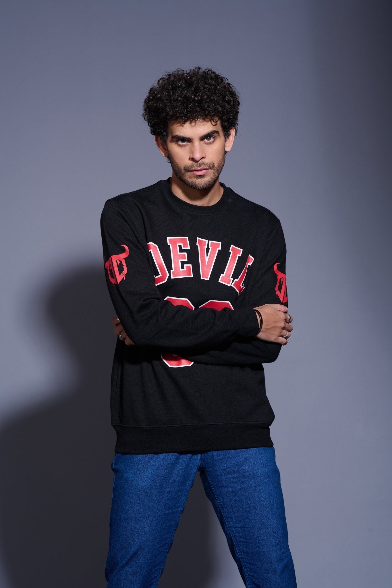 Devil66 Printed Black Sweatshirt for Men - Go Devil