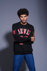 Devil66 Printed Black Sweatshirt for Men - Go Devil