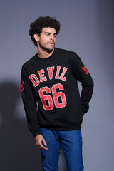 Devil66 Printed Black Sweatshirt for Men - Go Devil