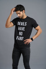 Devil's Have No Fans Printed Black T-Shirt for Men - Go Devil