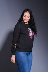Dia De los Printed Black Sweatshirt for Women - Go Devil