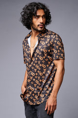 GD (Gold) Printed Black Co-ord Set for Men - Go Devil