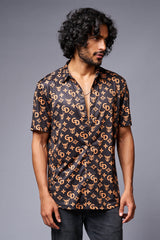 GD (Gold) Printed Black Co-ord Set for Men - Go Devil
