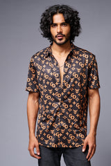 GD (Gold) Printed Black Co-ord Set for Men - Go Devil
