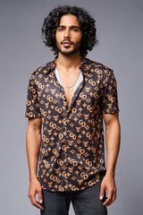 GD (Gold) Printed Black Co-ord Set for Men - Go Devil