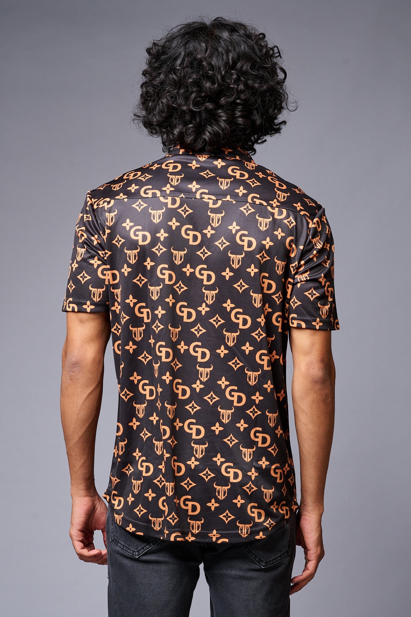 GD (Gold) Printed Black Co-ord Set for Men - Go Devil