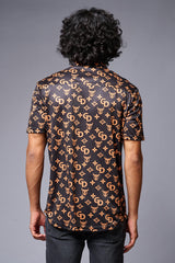 GD (Gold) Printed Black Co-ord Set for Men - Go Devil