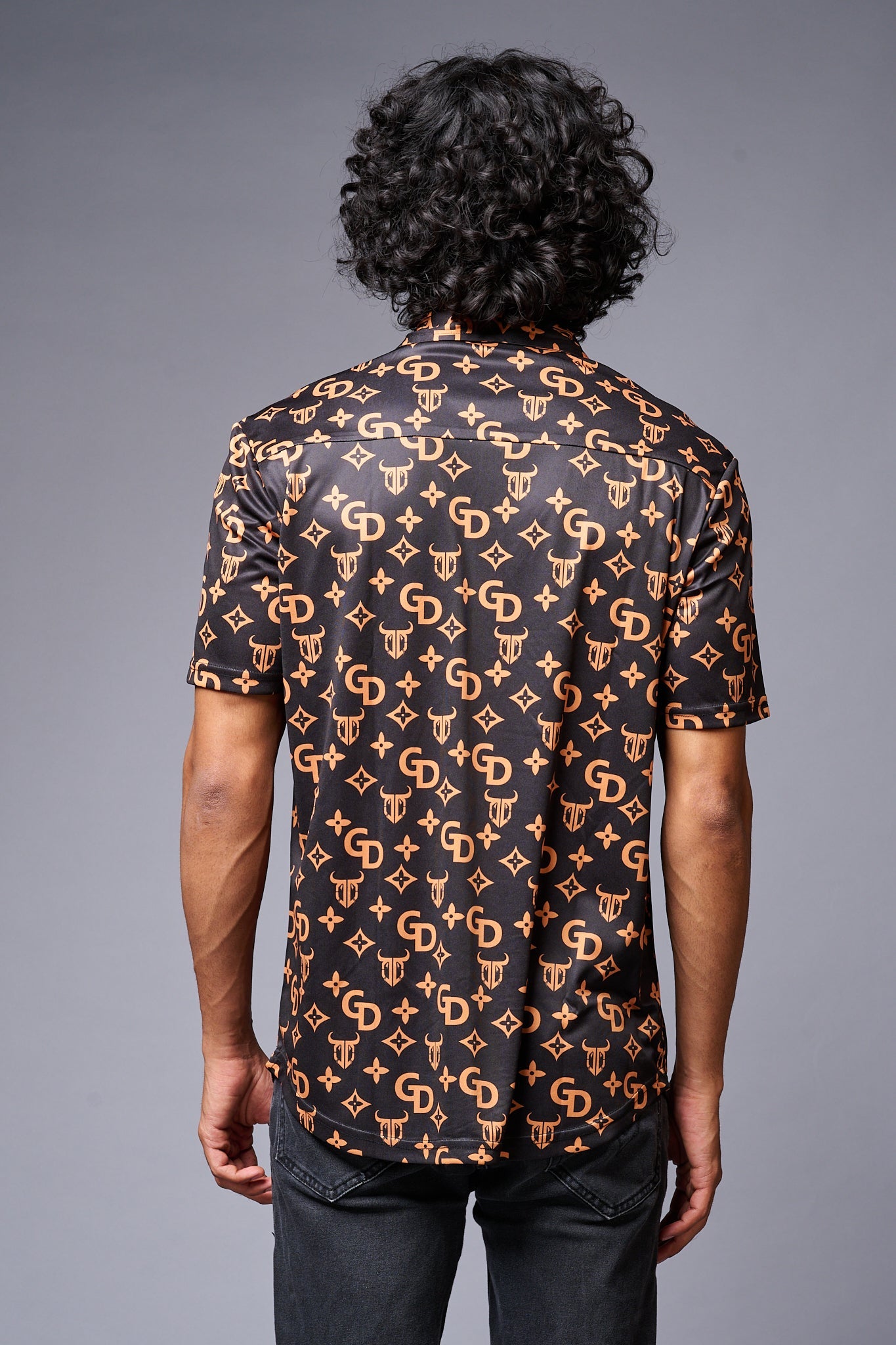 GD (Gold) Printed Black Co-ord Set for Men - Go Devil