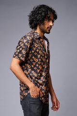 GD (Gold) Printed Black Co-ord Set for Men - Go Devil