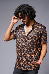 GD (Gold) Printed Black Co-ord Set for Men - Go Devil