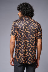 GD (Gold) Printed Black Co-ord Set for Men - Go Devil