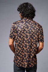 GD (Gold) Printed Black Co-ord Set for Men - Go Devil