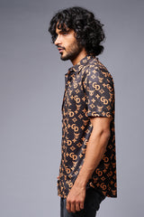 GD (Gold) Printed Black Co-ord Set for Men - Go Devil