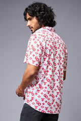 GD (in Red) Printed White Shirt for Men - Go Devil