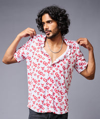 GD (in Red) Printed White Shirt for Men - Go Devil