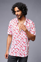 GD (in Red) Printed White Shirt for Men - Go Devil
