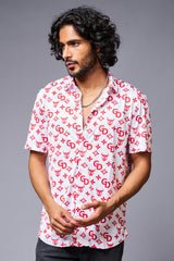 GD (in Red) Printed White Shirt for Men - Go Devil