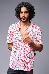 GD (in Red) Printed White Shirt for Men - Go Devil