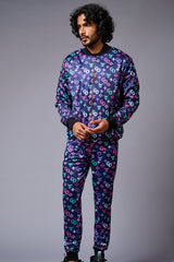 GD Logo Colourful Printed Black Bomber Style Jacket with Pant Co-ord Set for Men - Go Devil