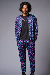 GD Logo Colourful Printed Black Bomber Style Jacket with Pant Co-ord Set for Men - Go Devil