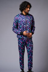 GD Logo Colourful Printed Black Bomber Style Jacket with Pant Co-ord Set for Men - Go Devil