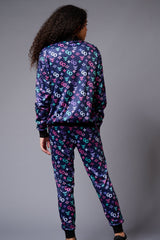 GD Logo Colourful Printed Blue Bomber Style Jacket with Pant Co-ord Set for Women - Go Devil