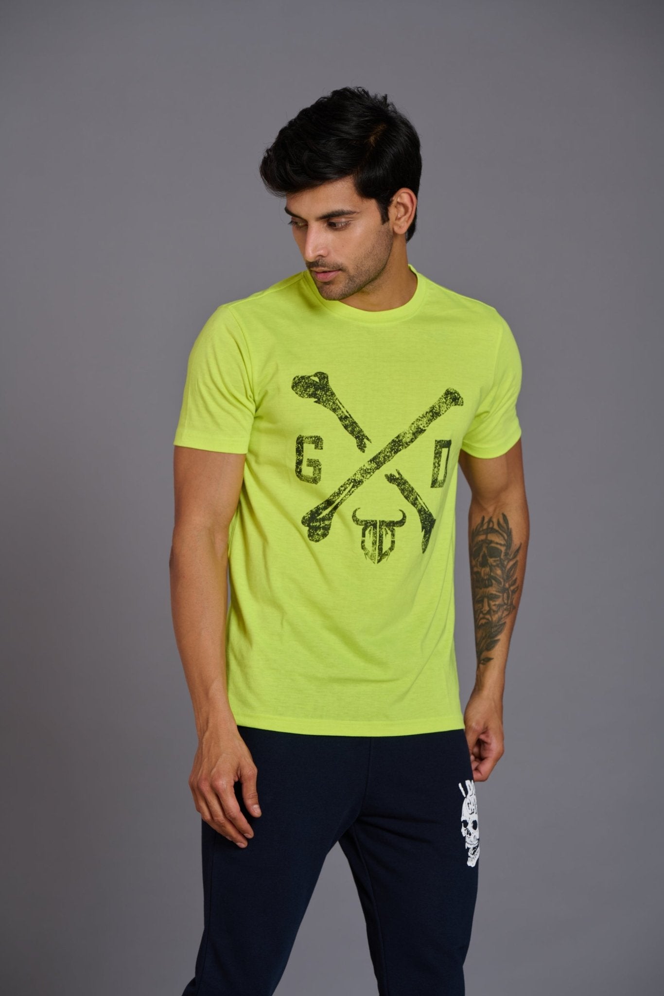 G/D Printed Green T-Shirt for Men - Go Devil