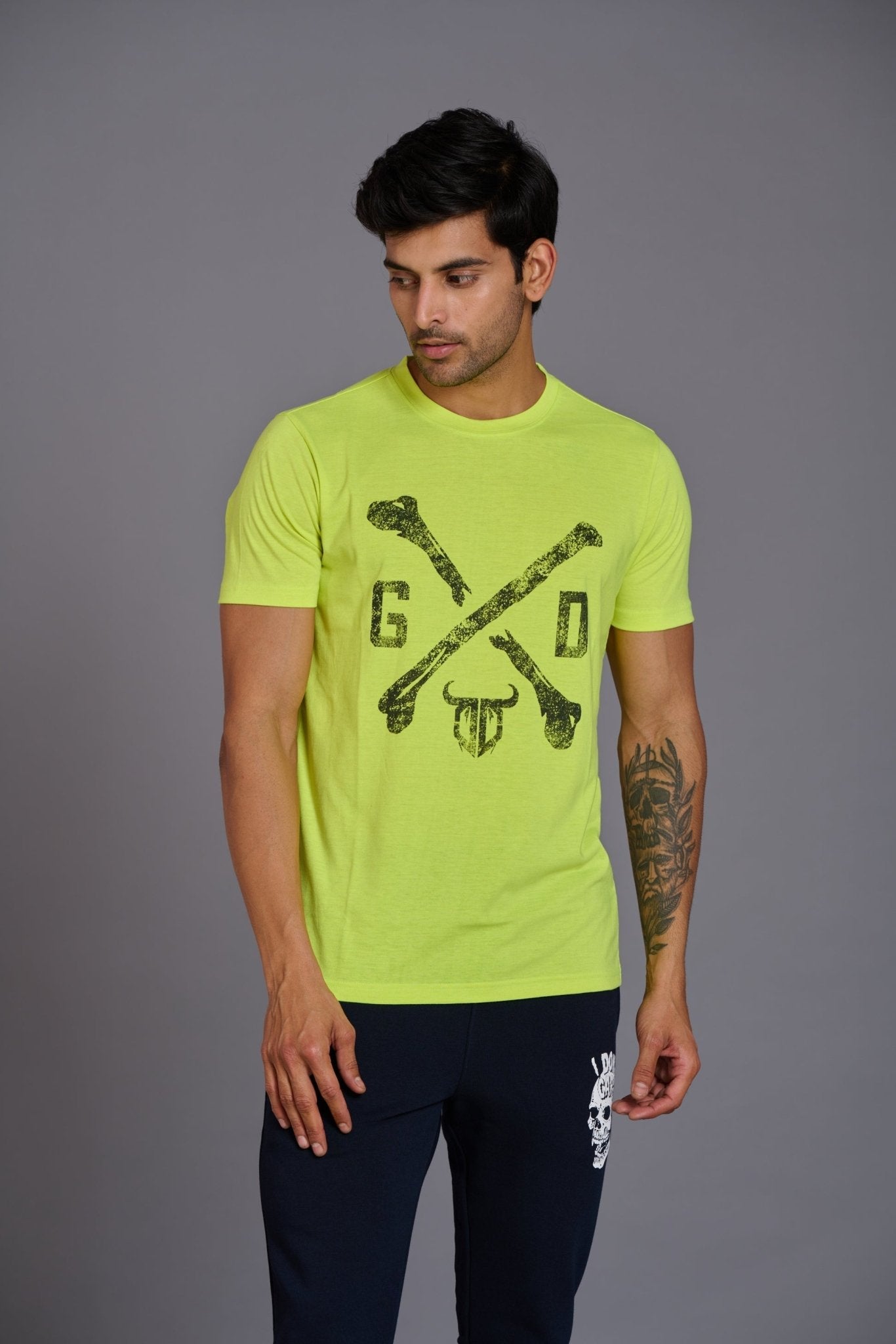 G/D Printed Green T-Shirt for Men - Go Devil