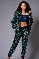 GD with Logo (in Green) Printed Black Bomber Jacket Style with Pants Co-ord Set for Women - Go Devil