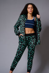 GD with Logo (in Green) Printed Black Bomber Jacket Style with Pants Co-ord Set for Women - Go Devil