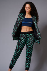 GD with Logo (in Green) Printed Black Bomber Jacket Style with Pants Co-ord Set for Women - Go Devil