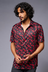 GD with Logo (in Red) Printed Black Shirt for Men - Go Devil