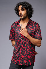 GD with Logo (in Red) Printed Black Shirt for Men - Go Devil