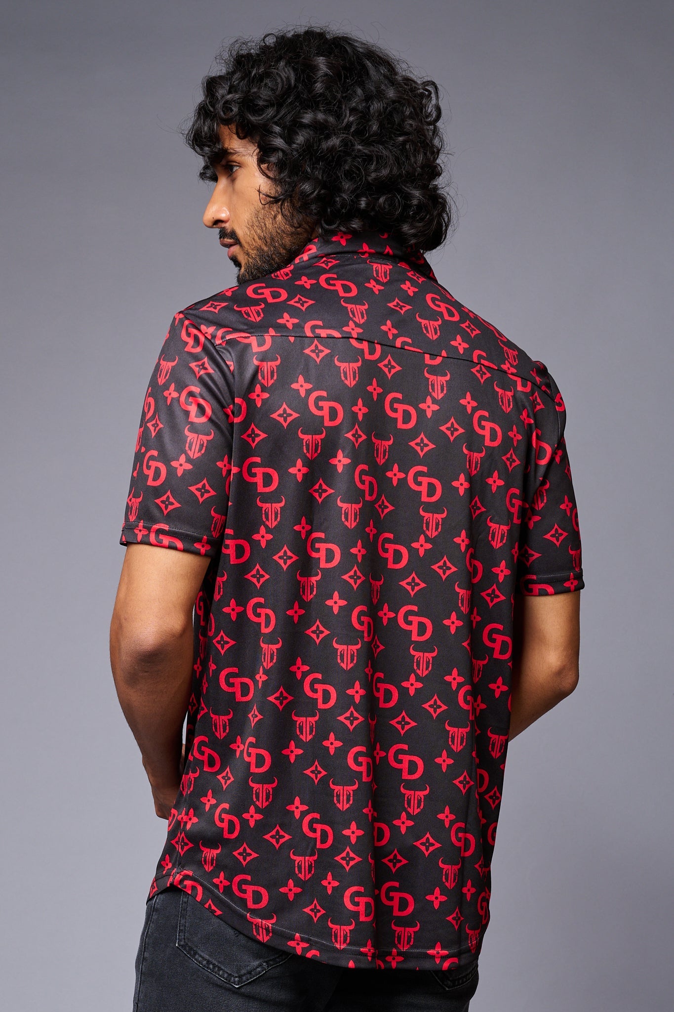 GD with Logo (in Red) Printed Black Shirt for Men - Go Devil