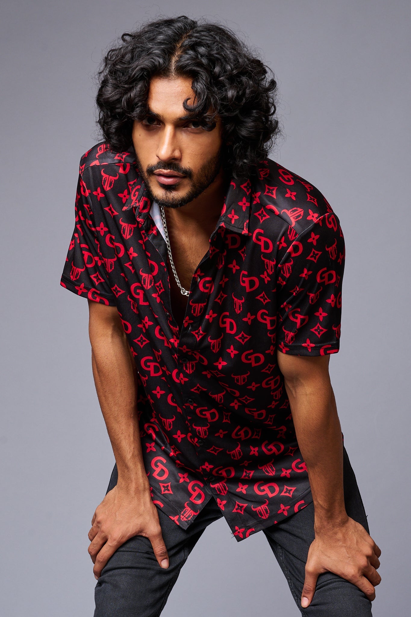 GD with Logo (in Red) Printed Black Shirt for Men - Go Devil