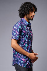 GD (with Logo) Printed Blue Shirt for Men - Go Devil