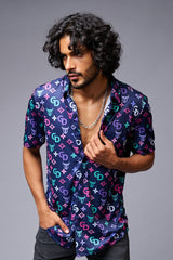 GD (with Logo) Printed Blue Shirt for Men - Go Devil