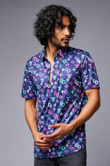 GD (with Logo) Printed Blue Shirt for Men - Go Devil