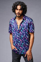 GD (with Logo) Printed Blue Shirt for Men - Go Devil