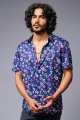 GD (with Logo) Printed Blue Shirt for Men - Go Devil