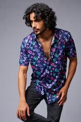 GD (with Logo) Printed Blue Shirt for Men - Go Devil