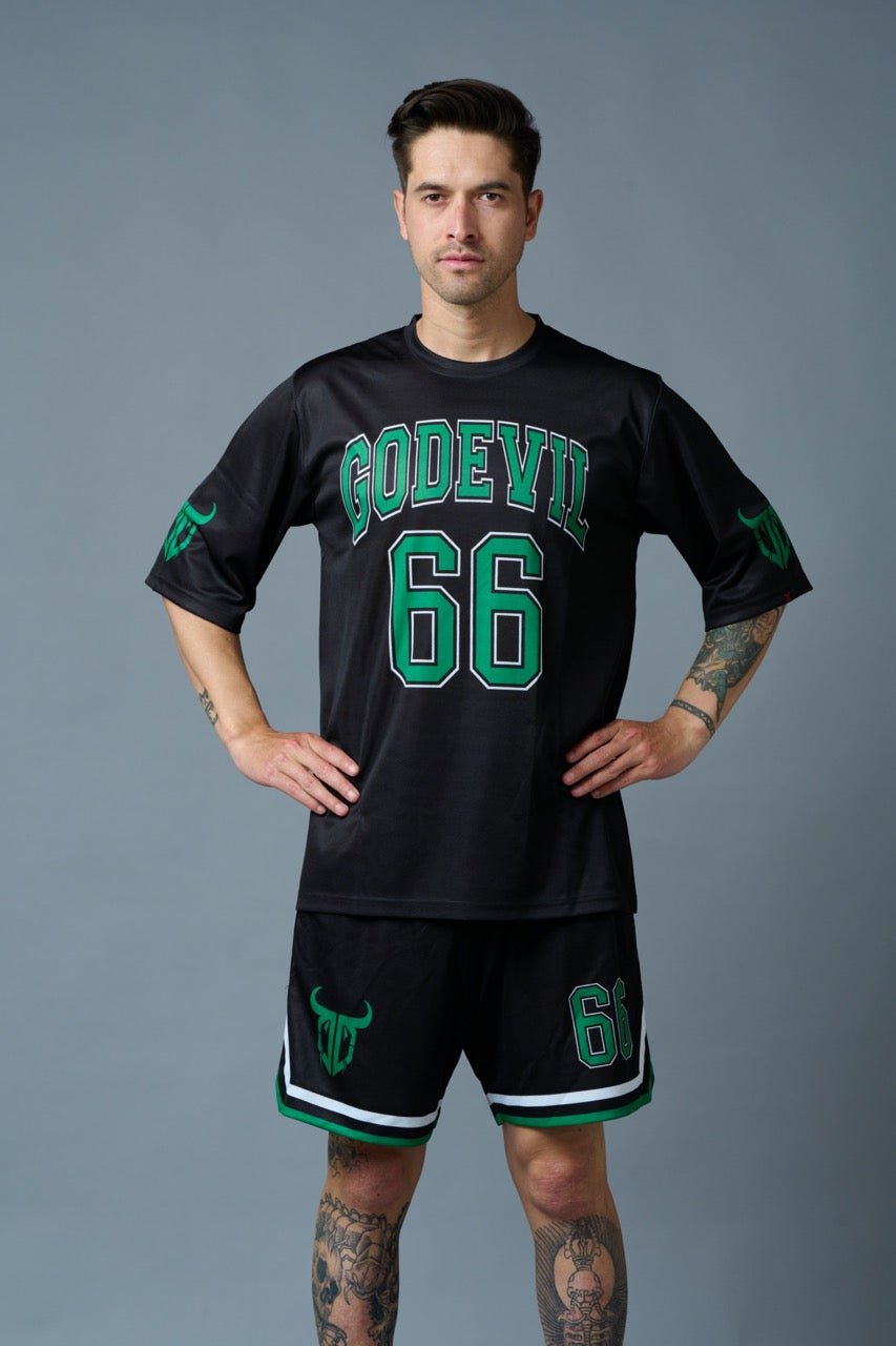 Go Devil 66 (in Green) Printed Black Polyester Co-ord Set for Men - Go Devil